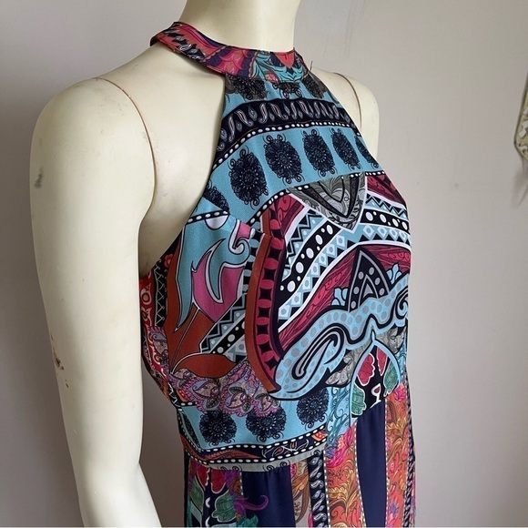 Nwt Sobe Boutique Women’s Halter Sleeveless Boho Maxi Dress Multi Color M - Picture 5 of 16